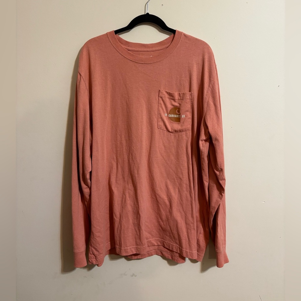 Carhartt T-Shirt Women’s XL‎ Salmon Relaxed Fit Heavyweight Long Sleeve 1889 Y2K